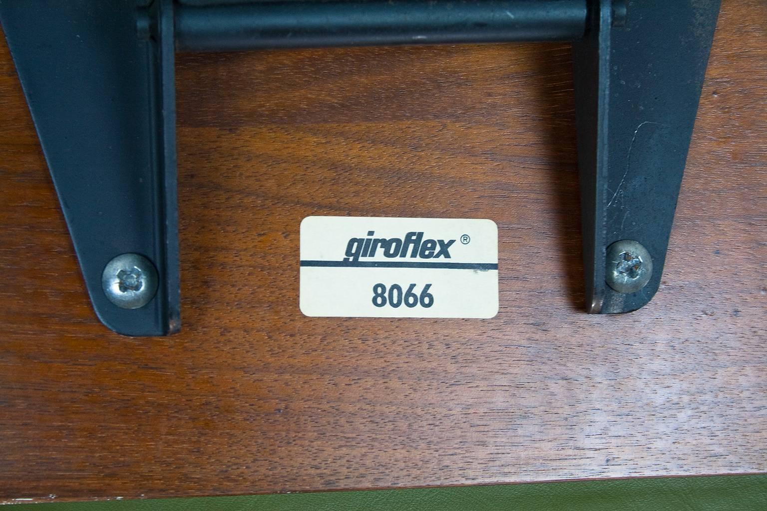 Seltener Schweizer Schreibtischstuhl aus drehbarem Leder und Palisanderholz von Stoll für Giroflex, 1960er Jahre (Aluminium)