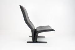 1966 Black Leather Concorde (F784) Lounge Chair by Pierre Paulin for Artifort