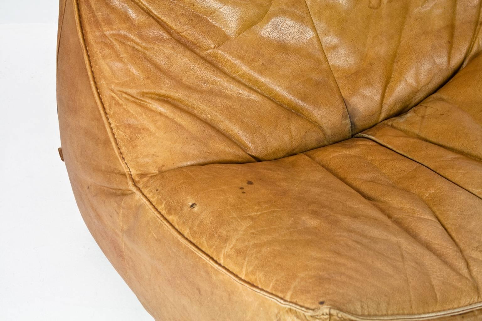 1970s Aniline Leather Lounge Chair 