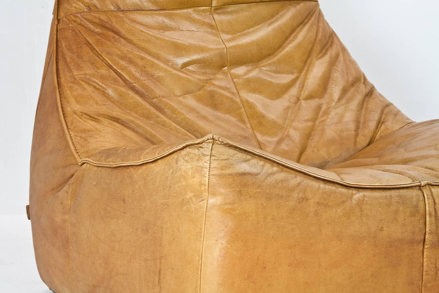 1970s Aniline Leather Lounge Chair 