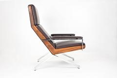 Brown Leather Lotus Easy Chair Dutch 1950s by Rob Parry Limited Production