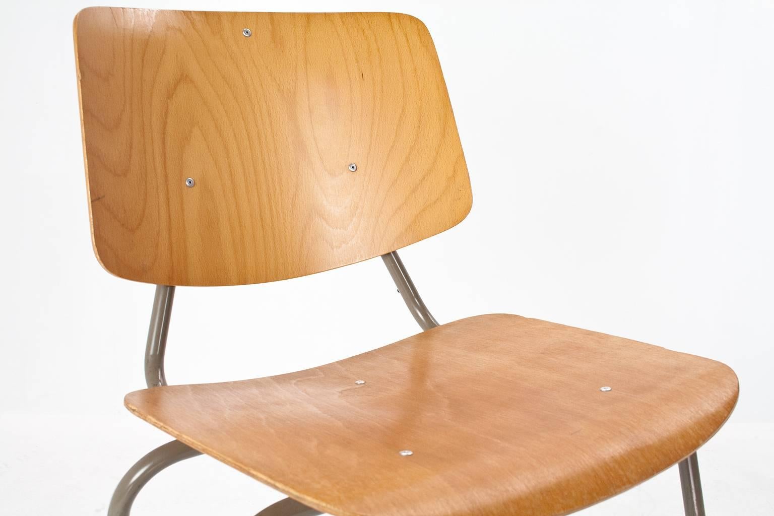 Mid-20th Century 1960s Stock 19+ of Dutch Industrial School Chairs by Kho Liang Ie, CAR Katwijk