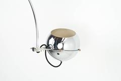 1960s Dutch Arc Floor Light by Gepo Holland Chrome Globe on Heavy Metal Base