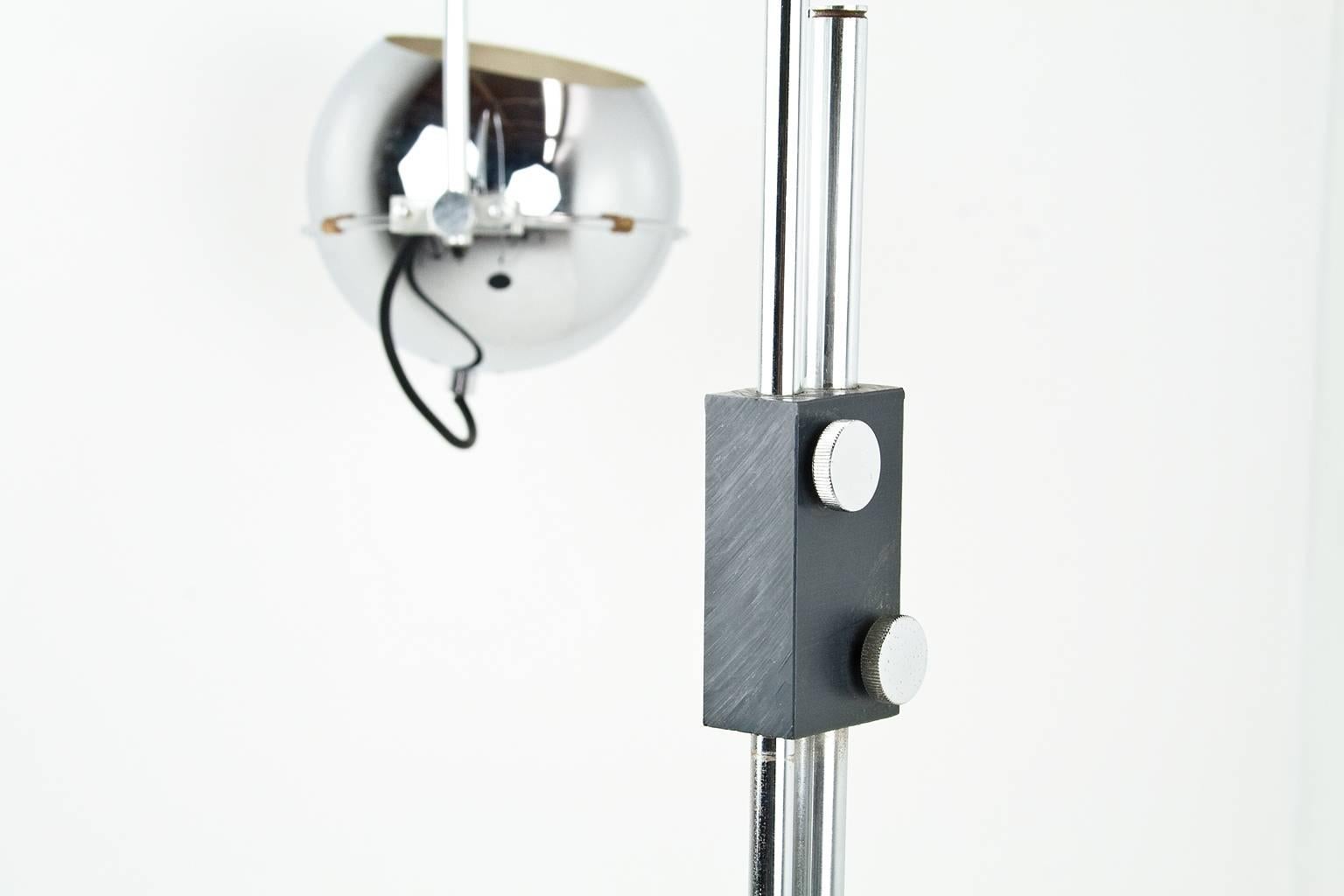 1960s Dutch Arc Floor Light by Gepo Holland Chrome Globe on Heavy Metal Base In Excellent Condition In Beek en Donk, NL