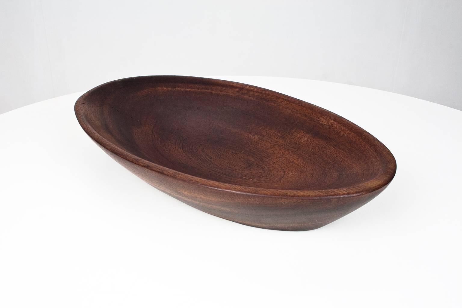 Mid-Century Modern 1960s Large Danish Hand Moulded Teak Platter or Sculptural Bowl