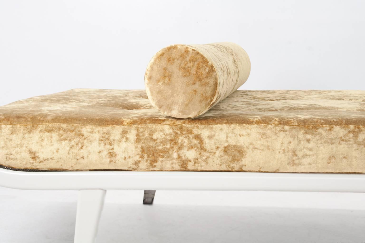 Lacquered 1953 Vintage Dutch Daybed in Crushed Gold Velvet by Andre Cordemeijer for Auping