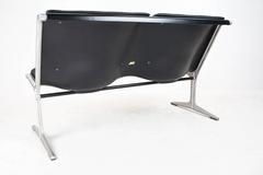 Two-Seat Faux Black Leather Sofa by Friso Kramer Model 1300 Wilkhahn, 1967