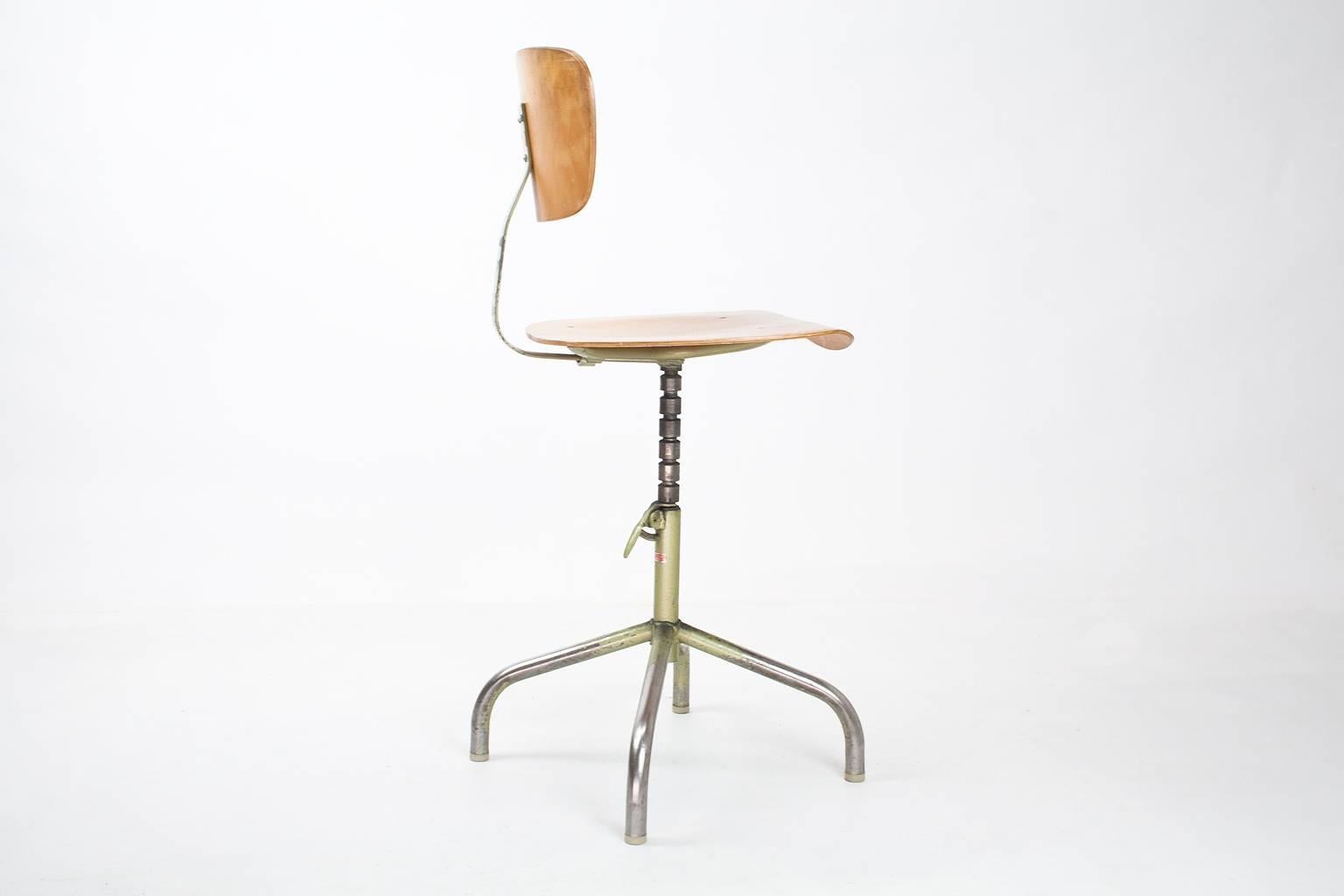 Mid-20th Century Set of Eight Swivel Drafting Stools Chairs by Walter German Industrial, 1960s