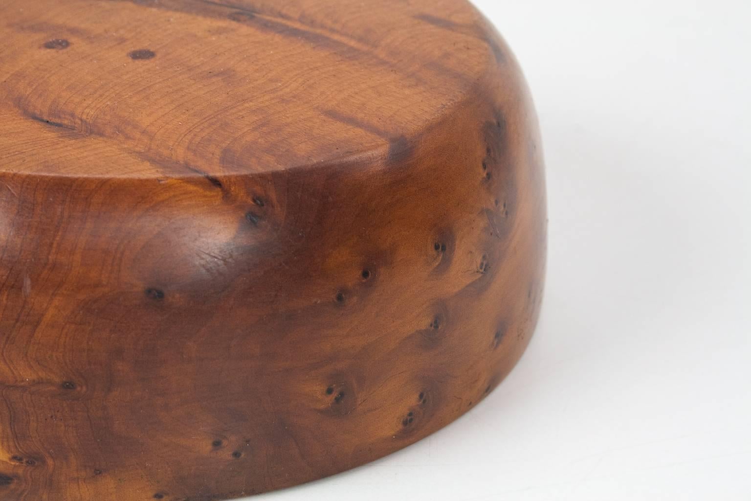 Oiled Vintage Elm Burl Hand-Turned Bowl Mid-Century Modern Dutch Accessory, 1950s For Sale