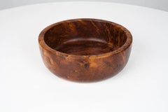 Vintage Elm Burl Hand-Turned Bowl Mid-Century Modern Dutch Accessory, 1950s