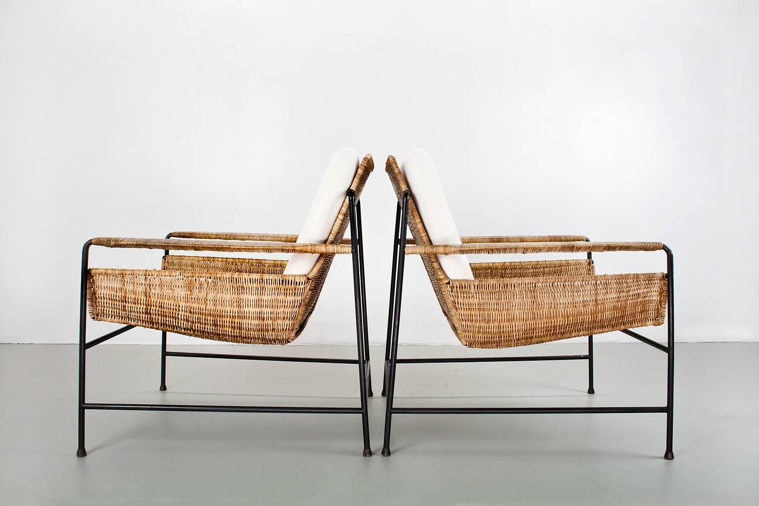 Mid-Century Modern Herta Maria Witzemann Set of Rattan Lounge Chair 1954 by Wilde & Spieth