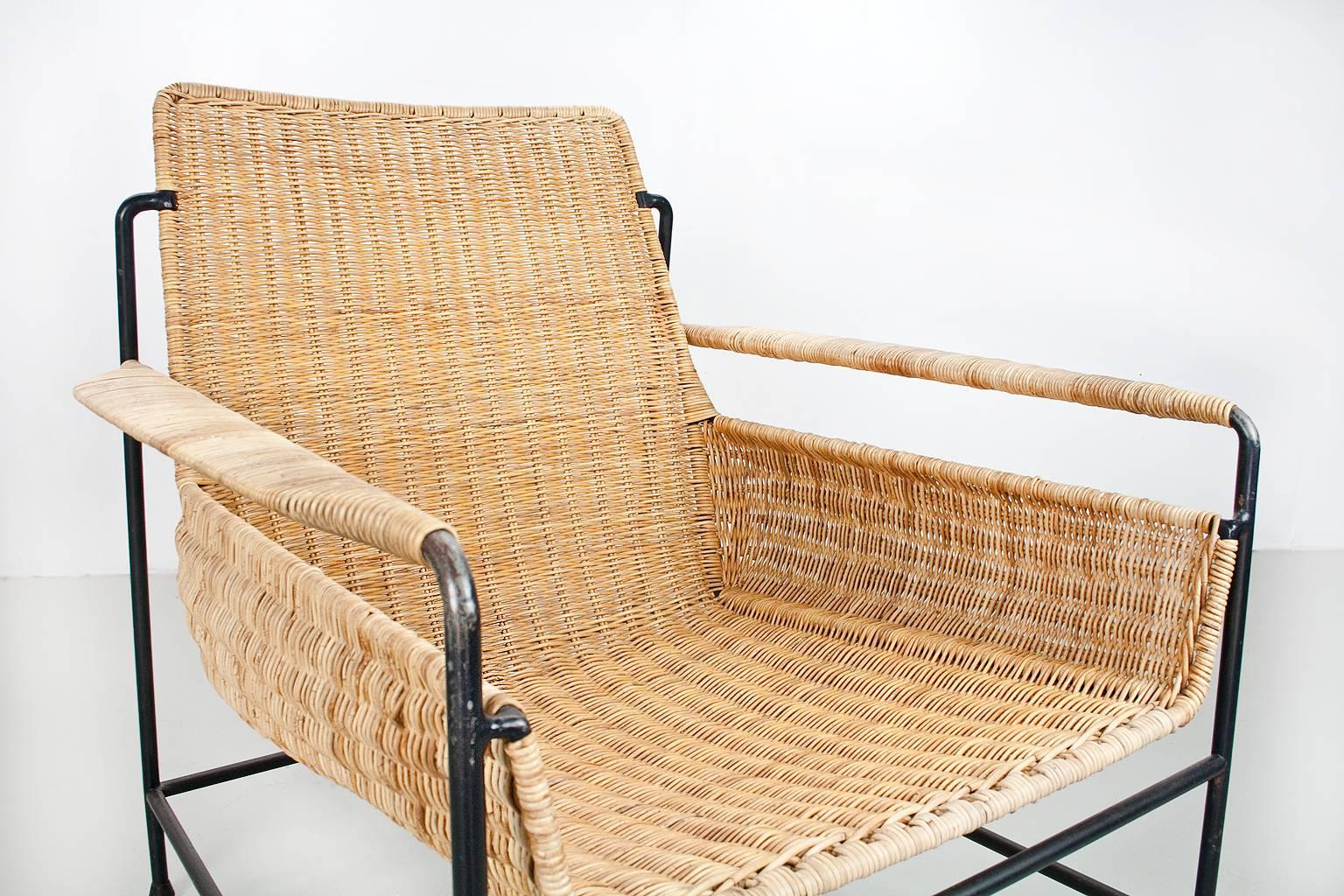 Lacquered Herta Maria Witzemann Set of Rattan Lounge Chair 1954 by Wilde & Spieth