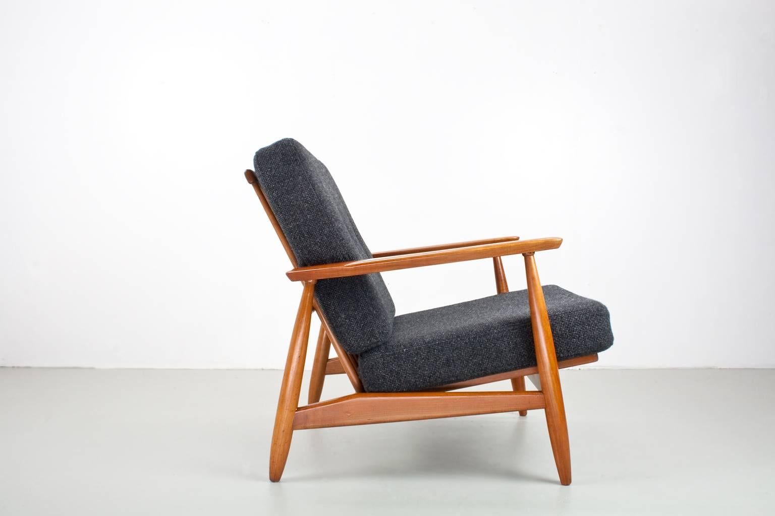 Oiled Danish Lounge Set in Elm and New Upholstered, 1960s in Manner of Finn Juhl