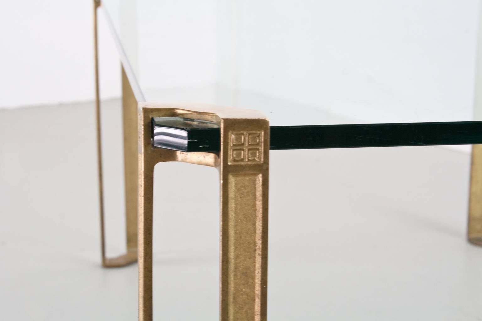 Late 20th Century Peter Ghyczy Brass and Glass Table, 1970s Minimalistic Modern Design