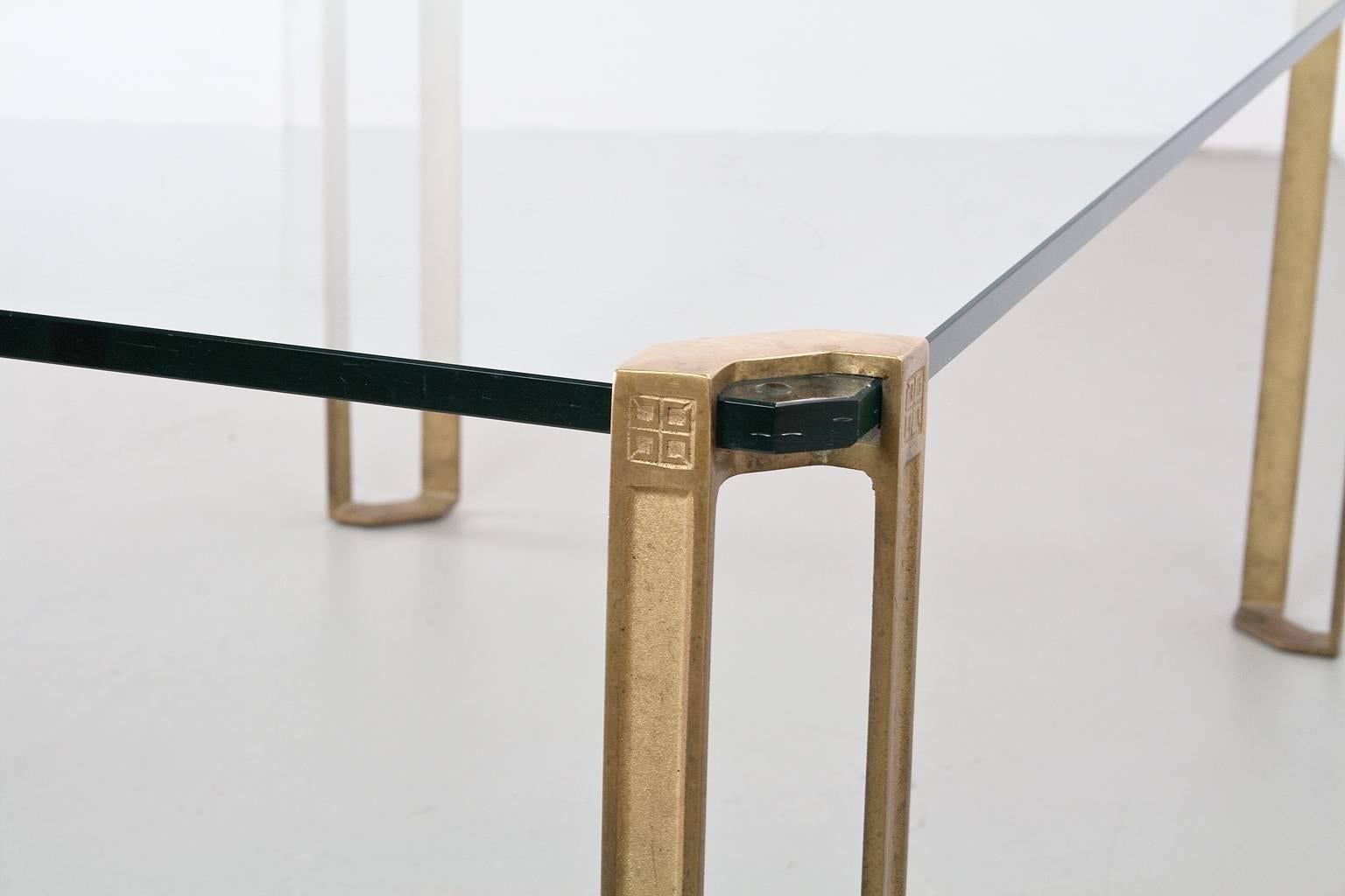 Peter Ghyczy Brass and Glass Table, 1970s Minimalistic Modern Design 1