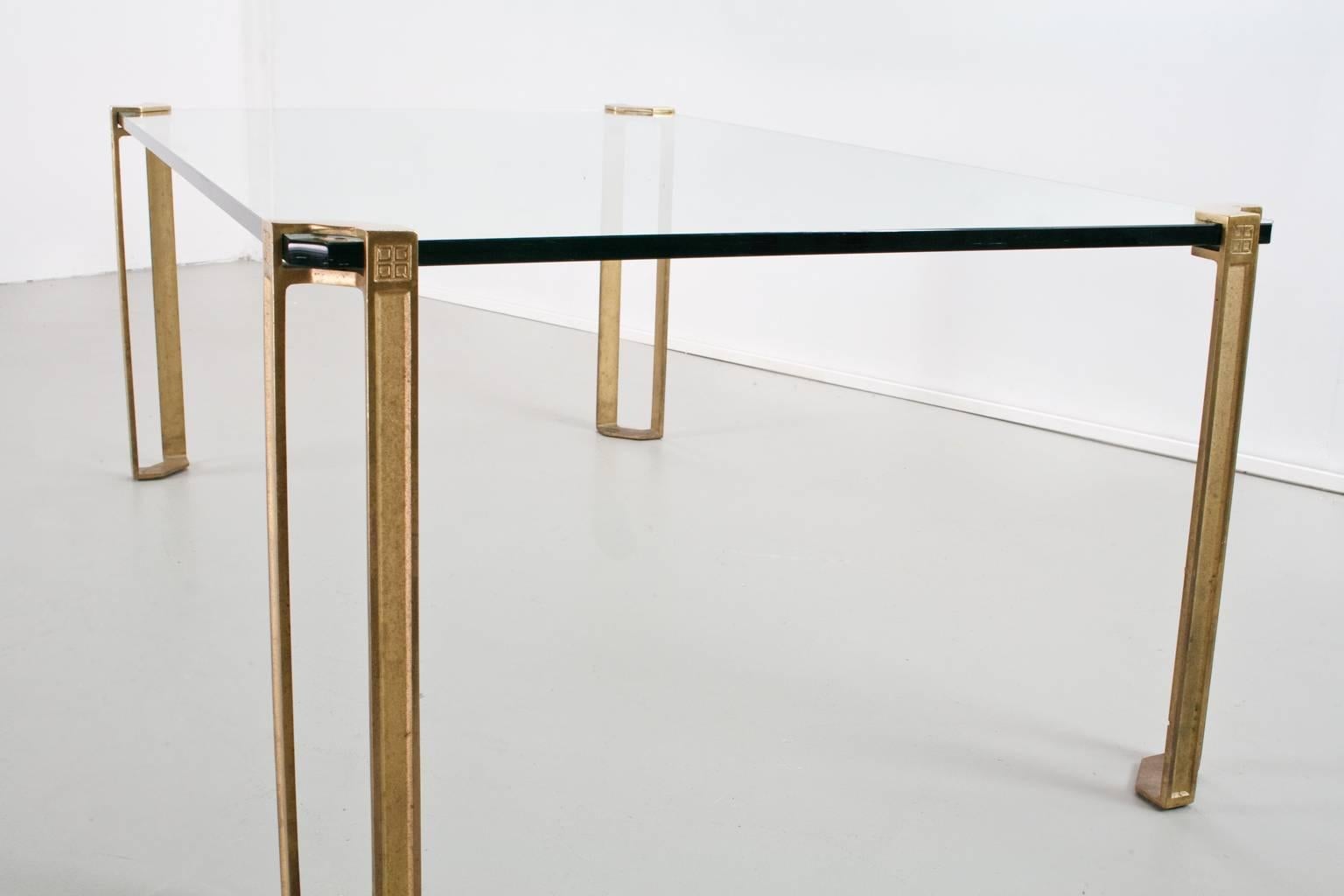 Peter Ghyczy Brass and Glass Table, 1970s Minimalistic Modern Design In Good Condition In Beek en Donk, NL