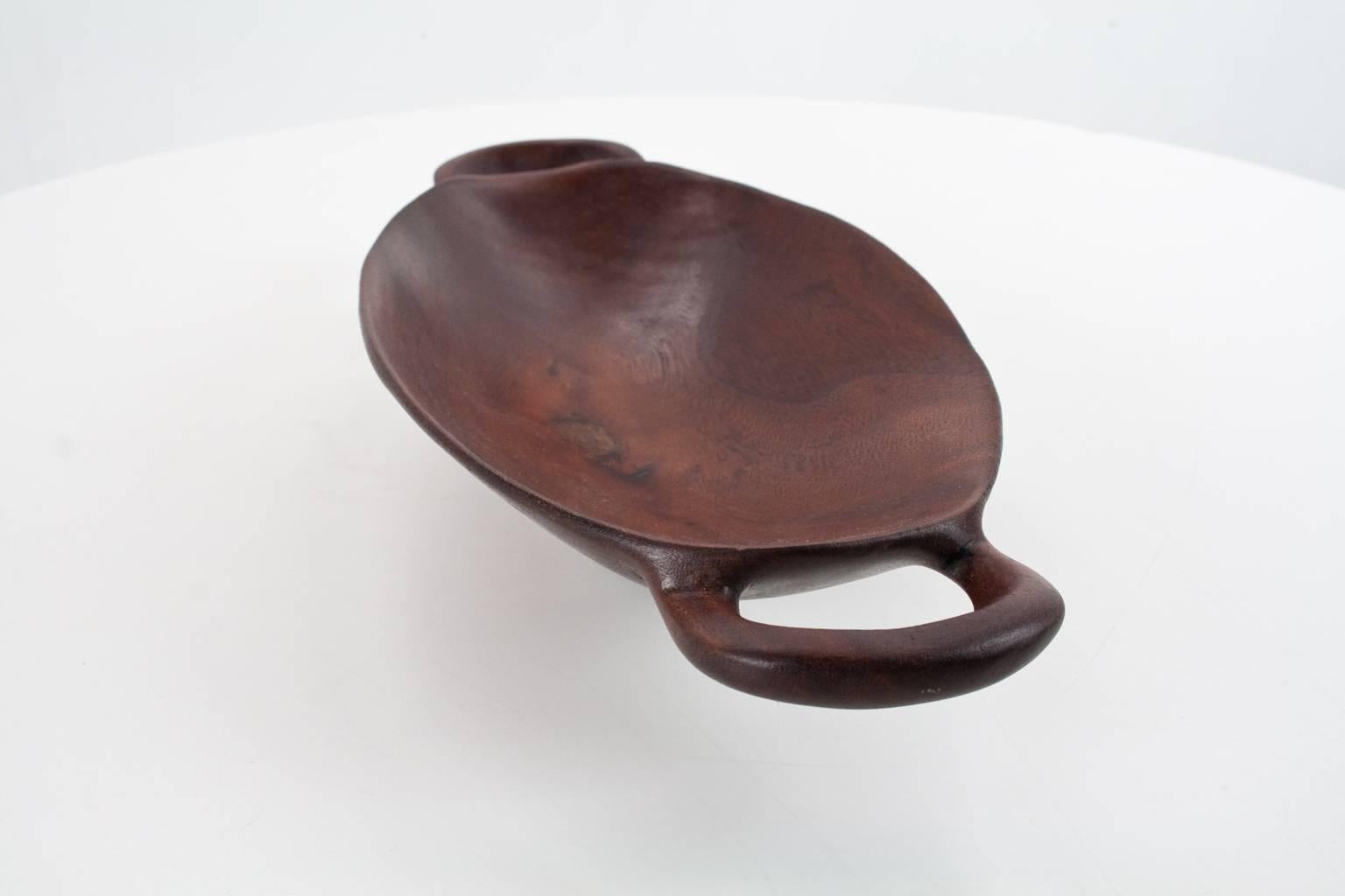 Mid-Century Modern Hand Sculptured Teak Platter or Bowl 1960s Midcentury Danish Modern For Sale