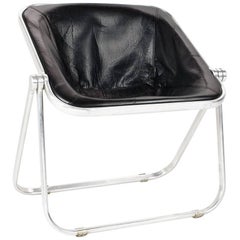 Leather Plona Folding Chair by Giancarlo Piretti for Anonima Castelli, 1969