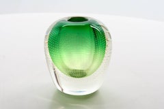 Art Deco Dutch Glass Vase Hand Blown in Green by A.D. Copier, Leerdam 1936-1940