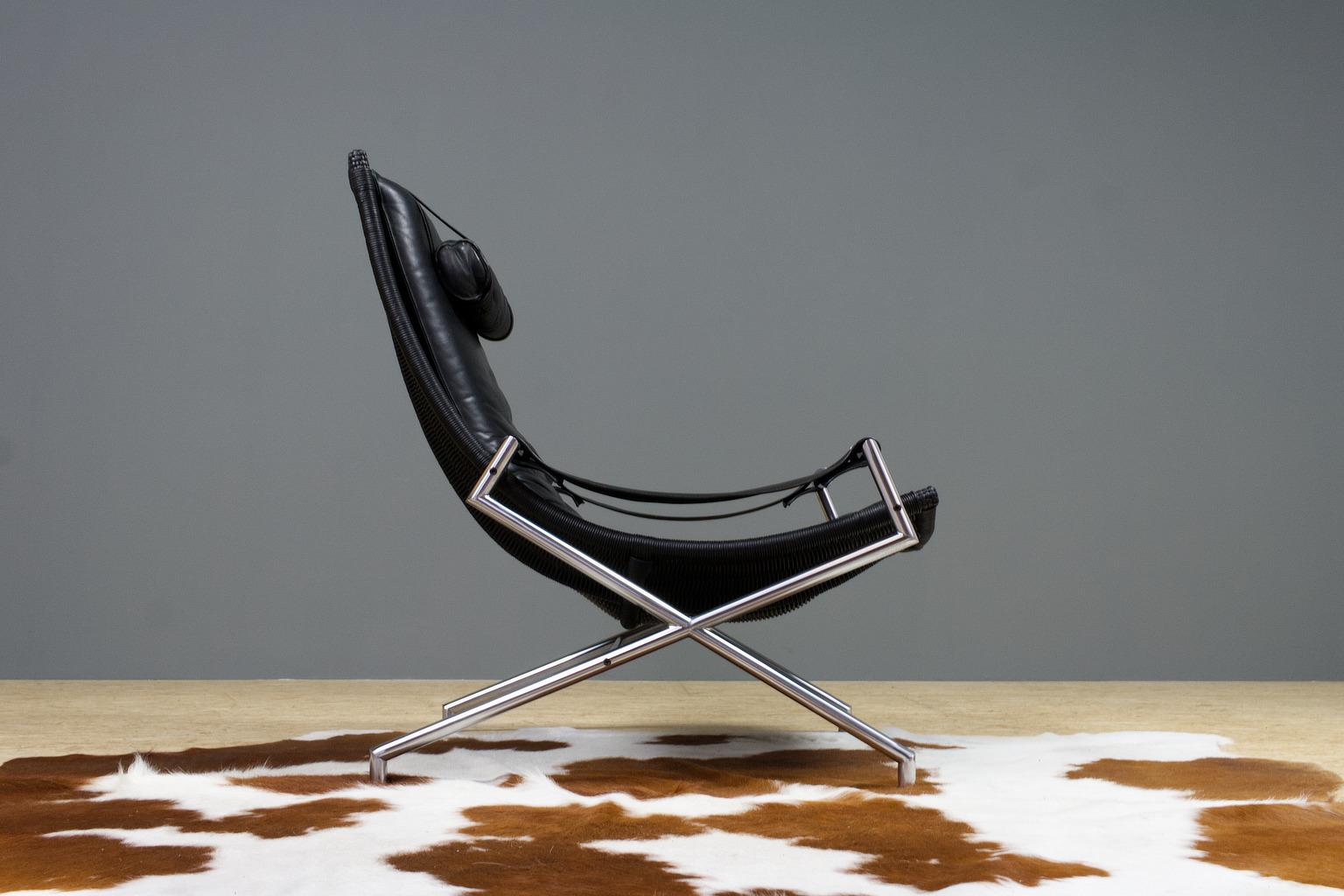 Brutalist Leather Lounge Chair by Gerard Van Den Berg, 1980s Dutch Design 1