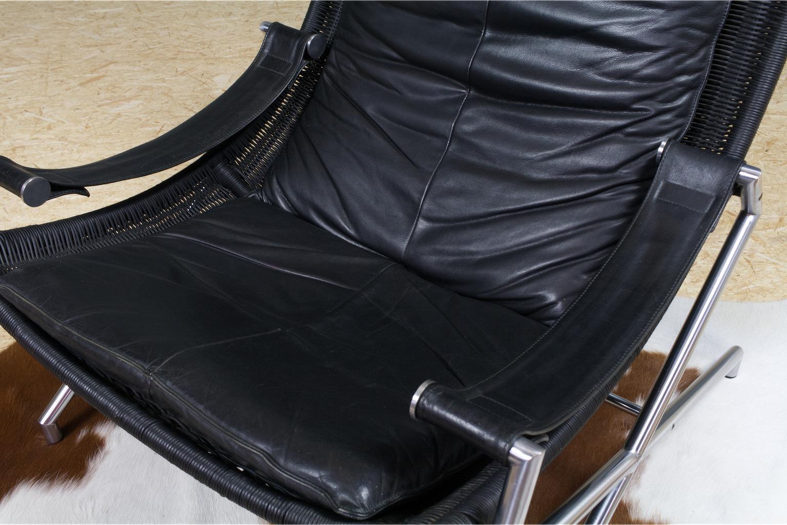 Brutalist Leather Lounge Chair by Gerard Van Den Berg, 1980s Dutch Design 4