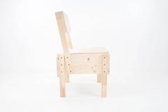 Handcrafted Set of Four Pinewood Chairs in Enzo Mari Manner Sedia 1-1974 Project