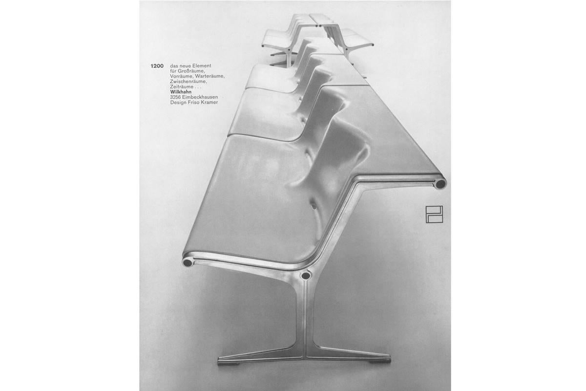 Bench in Fiberglass and Aluminium by Friso Kramer for Wilkhahn, Germany, 1967 For Sale 4