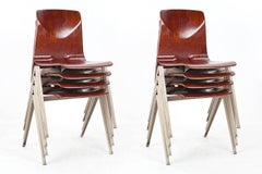 Industrial Mid-Century Modern Galvanitas Stock of Eight School Chairs, 1960s