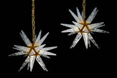 Pair of Rock Crystal Star Chandeliers by Alexandre Vossion