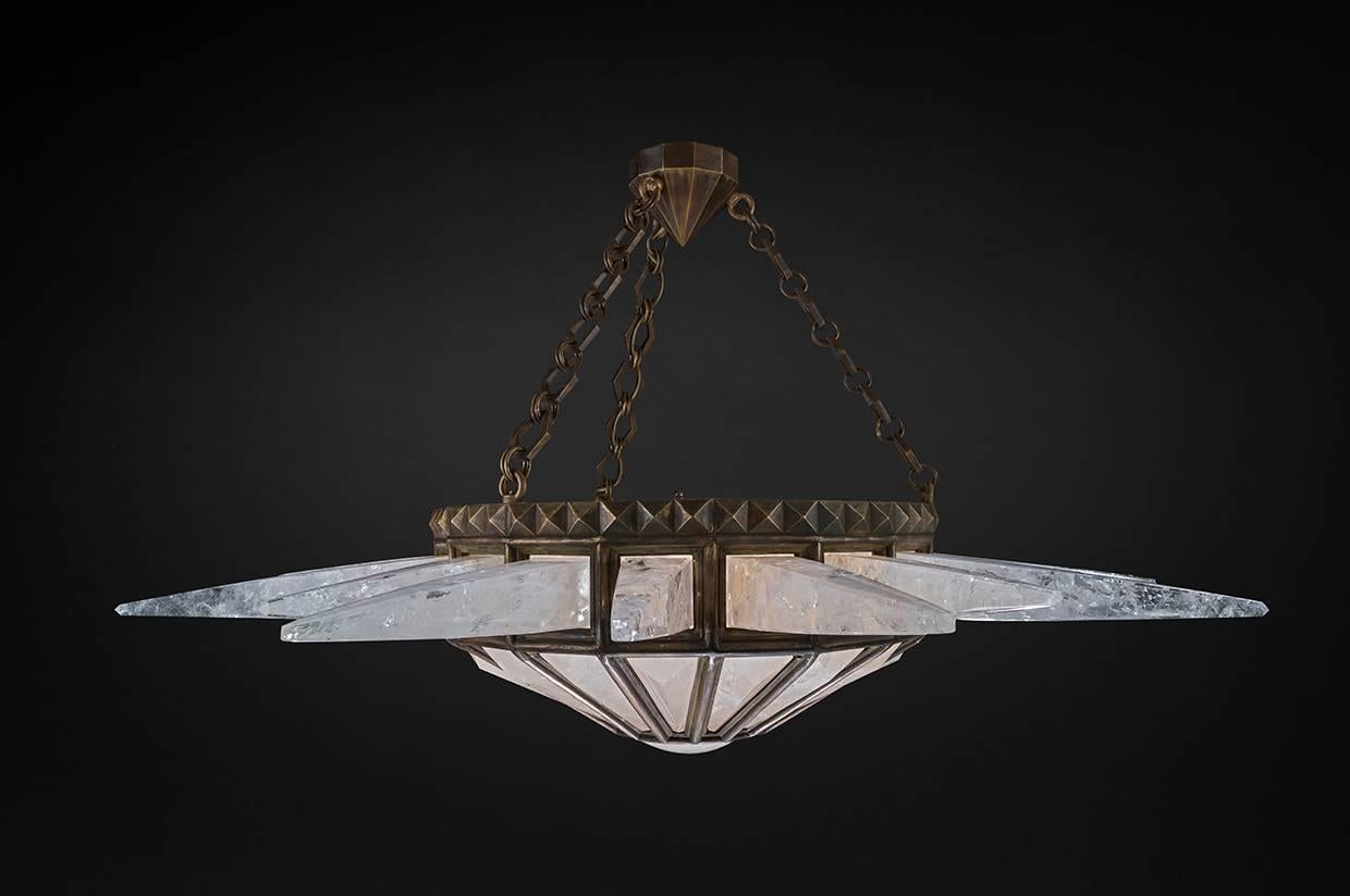 Bronze Rock Crystal Dream Chandelier by Alexandre Vossion For Sale