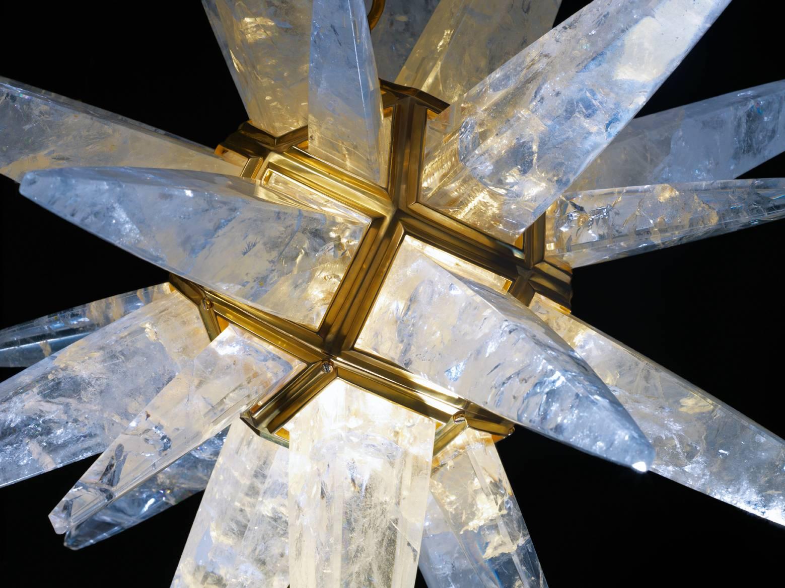 French Rock Crystal Star Chandelier by Alexandre Vossion For Sale