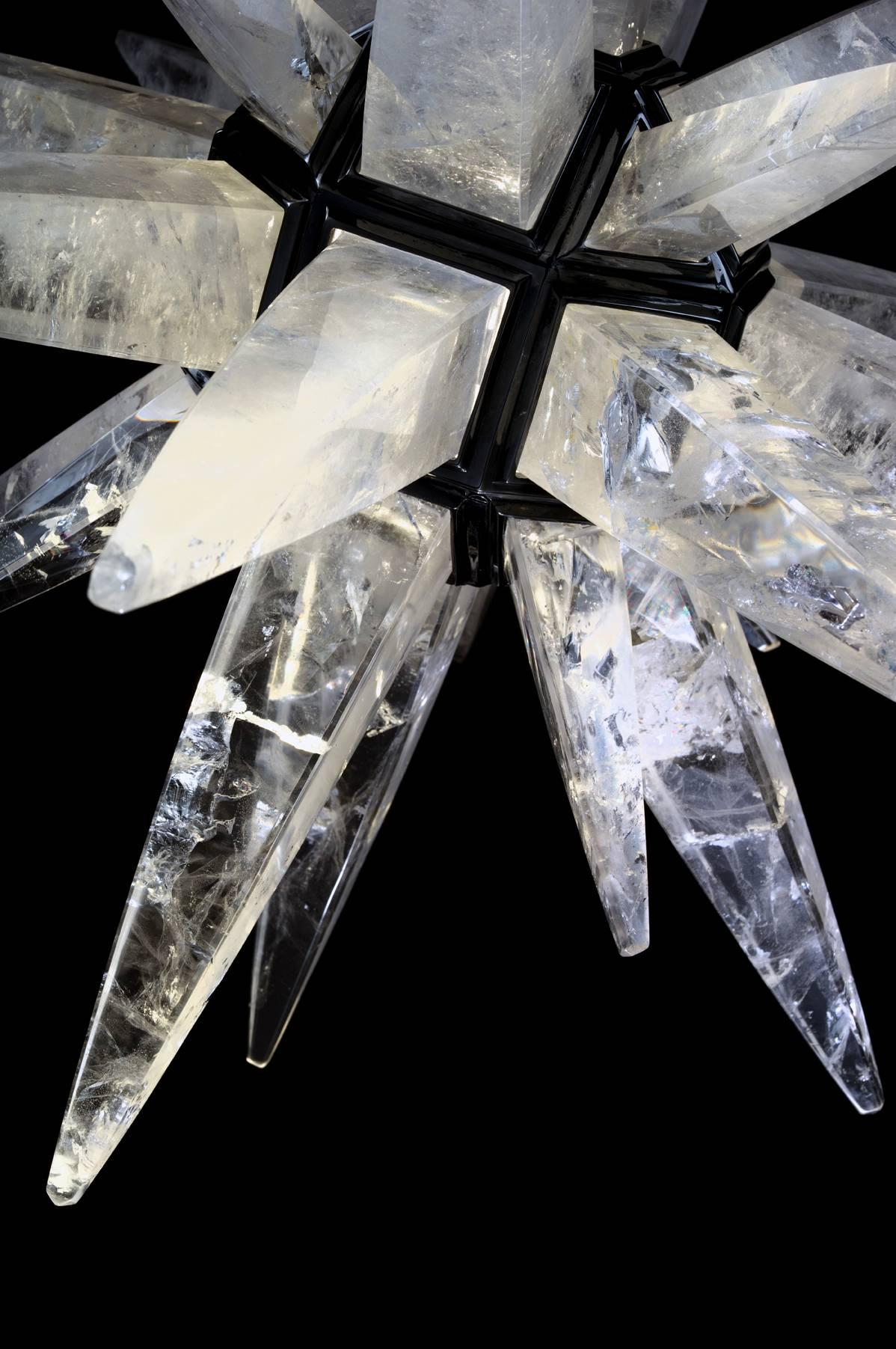 Contemporary Rock Crystal Star Chandelier by Alexandre Vossion For Sale