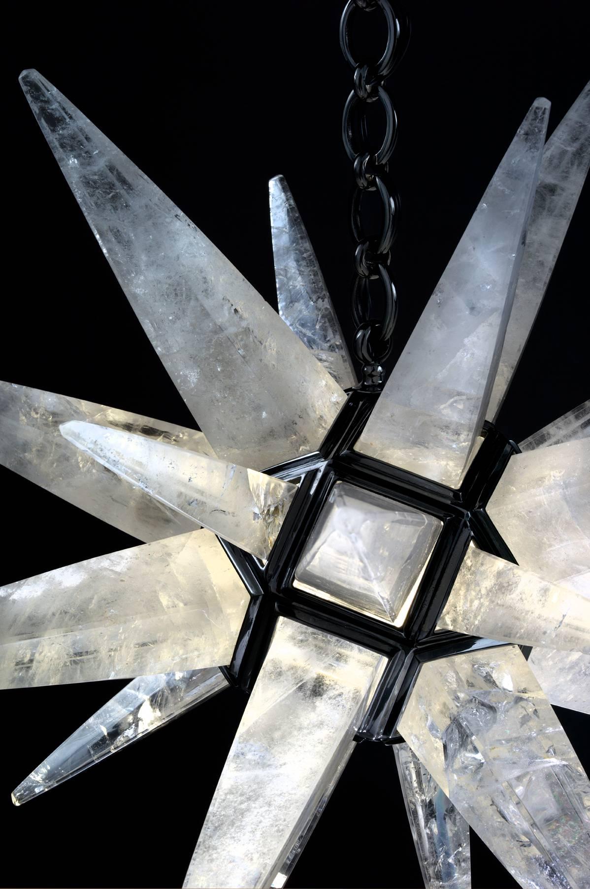 Rock Crystal Star Chandelier by Alexandre Vossion For Sale 1
