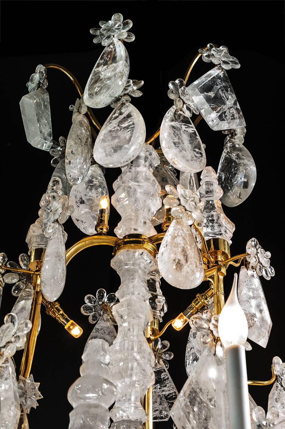 Louis XV Rock Crystal and Gilt Bronze Chandelier