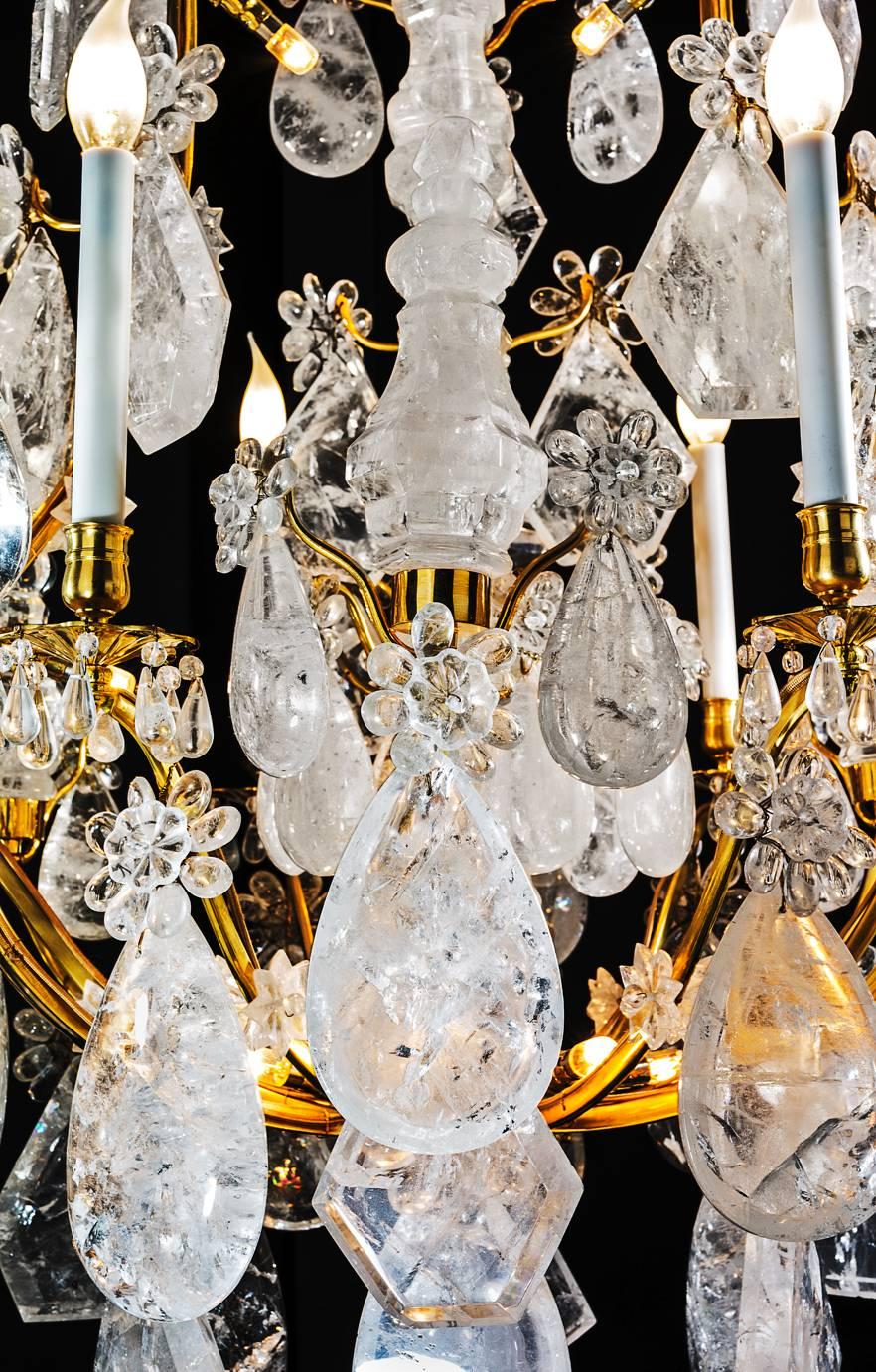 French Rock Crystal and Gilt Bronze Chandelier