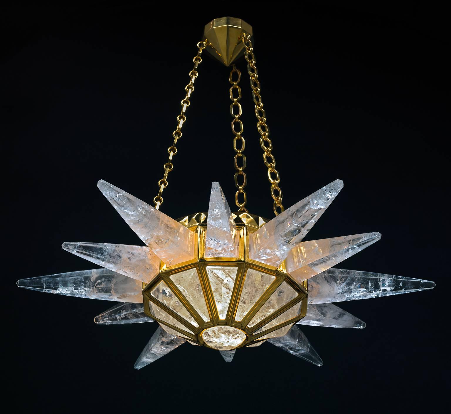 Art Deco Rock Crystal Chandelier Sunshine II by Alexandre Vossion For Sale