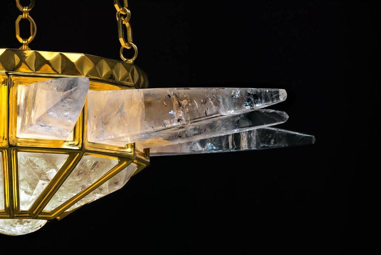 Bronze Rock Crystal Chandelier Sunshine II by Alexandre Vossion For Sale