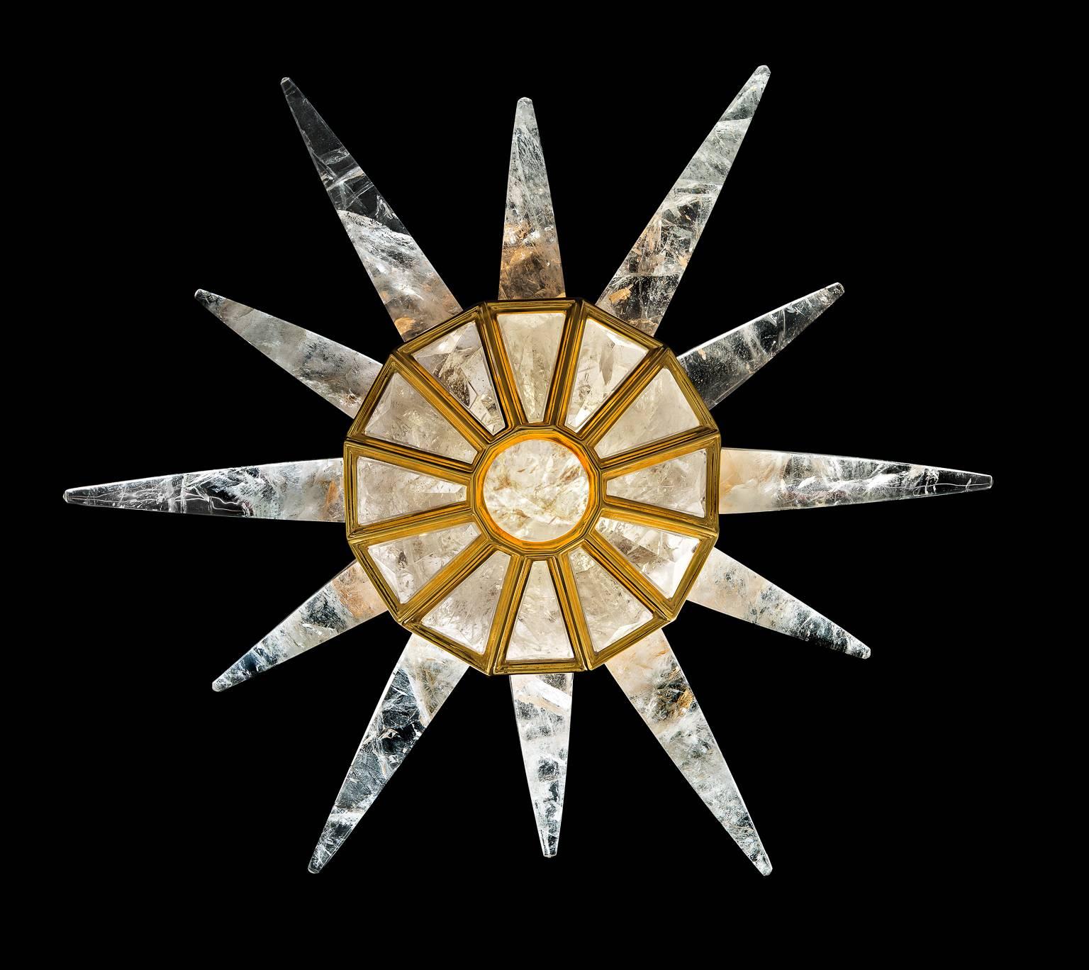 Rock Crystal Chandelier Sunshine II by Alexandre Vossion In Excellent Condition For Sale In SAINT-OUEN, FR