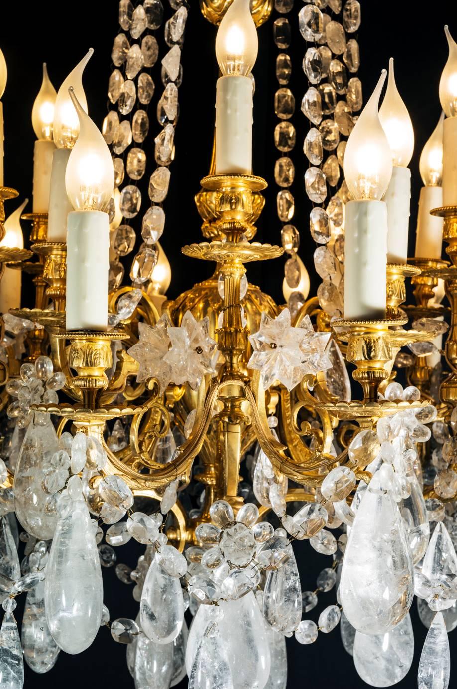Rock Crystal Louis the XVI th Style Chandelier. In Excellent Condition In SAINT-OUEN, FR
