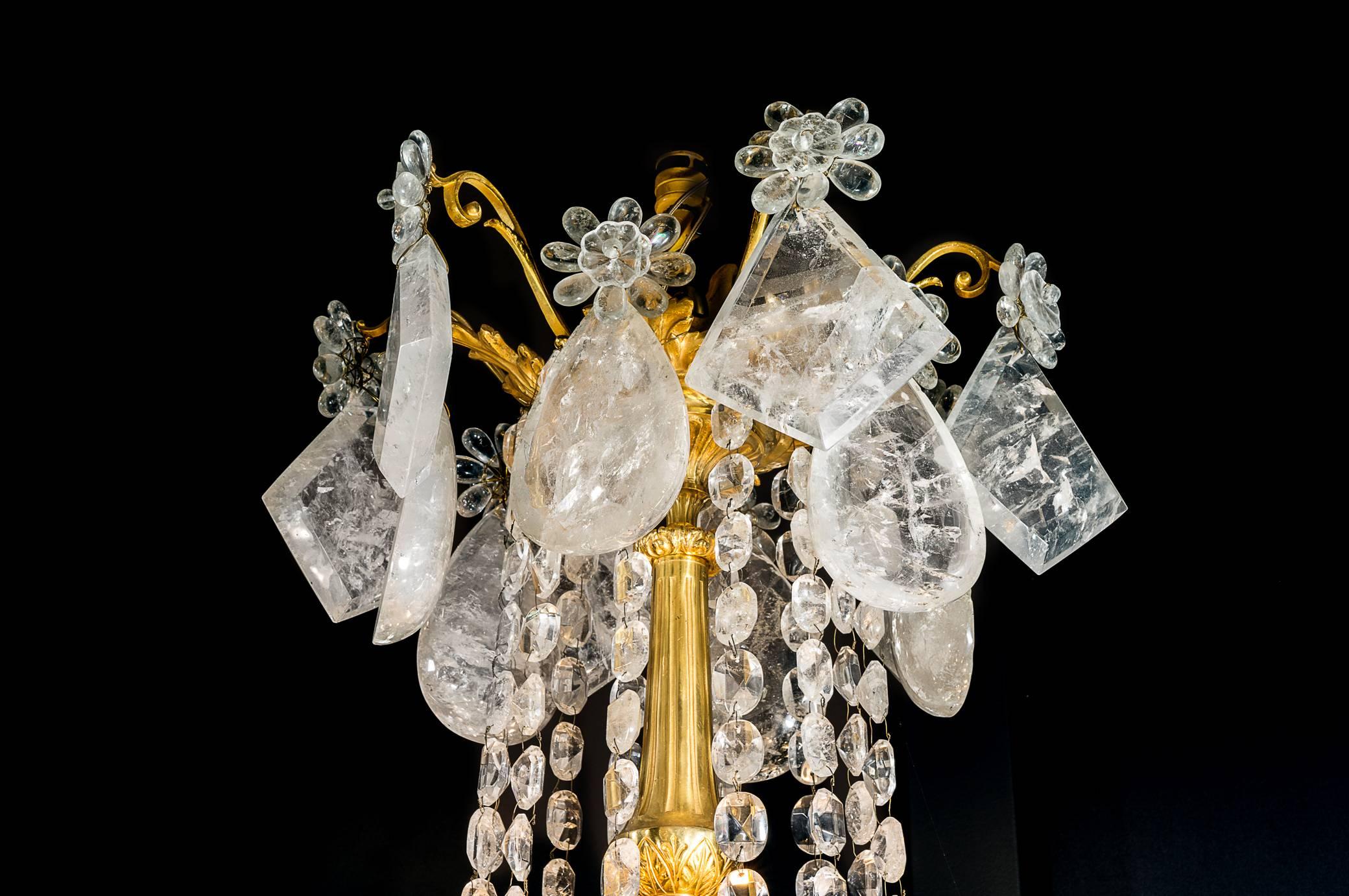 Contemporary Rock Crystal Louis the XVI th Style Chandelier.
