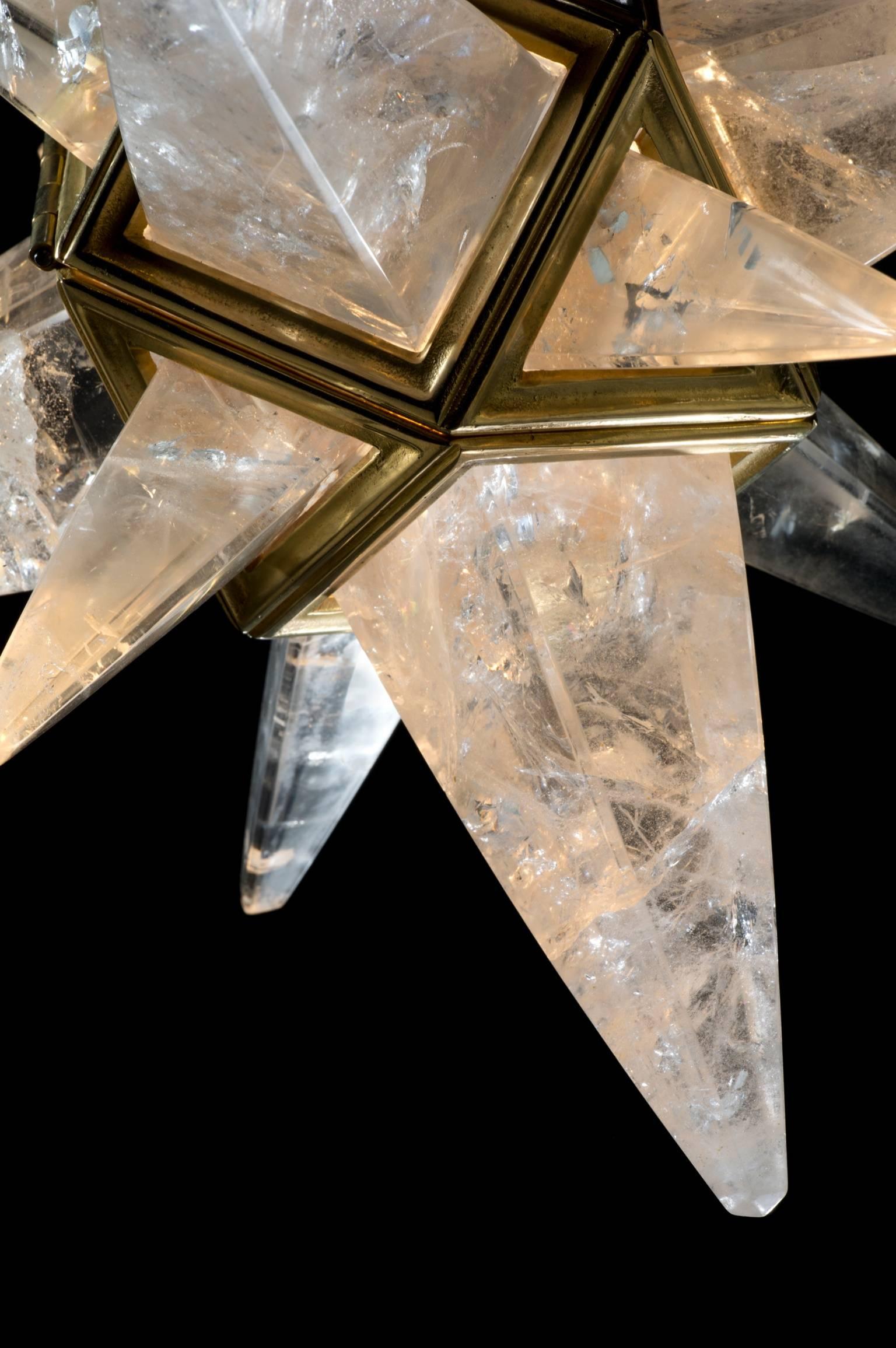 Rock Crystal Star II Chandelier by Alexandre Vossion In Excellent Condition For Sale In SAINT-OUEN, FR