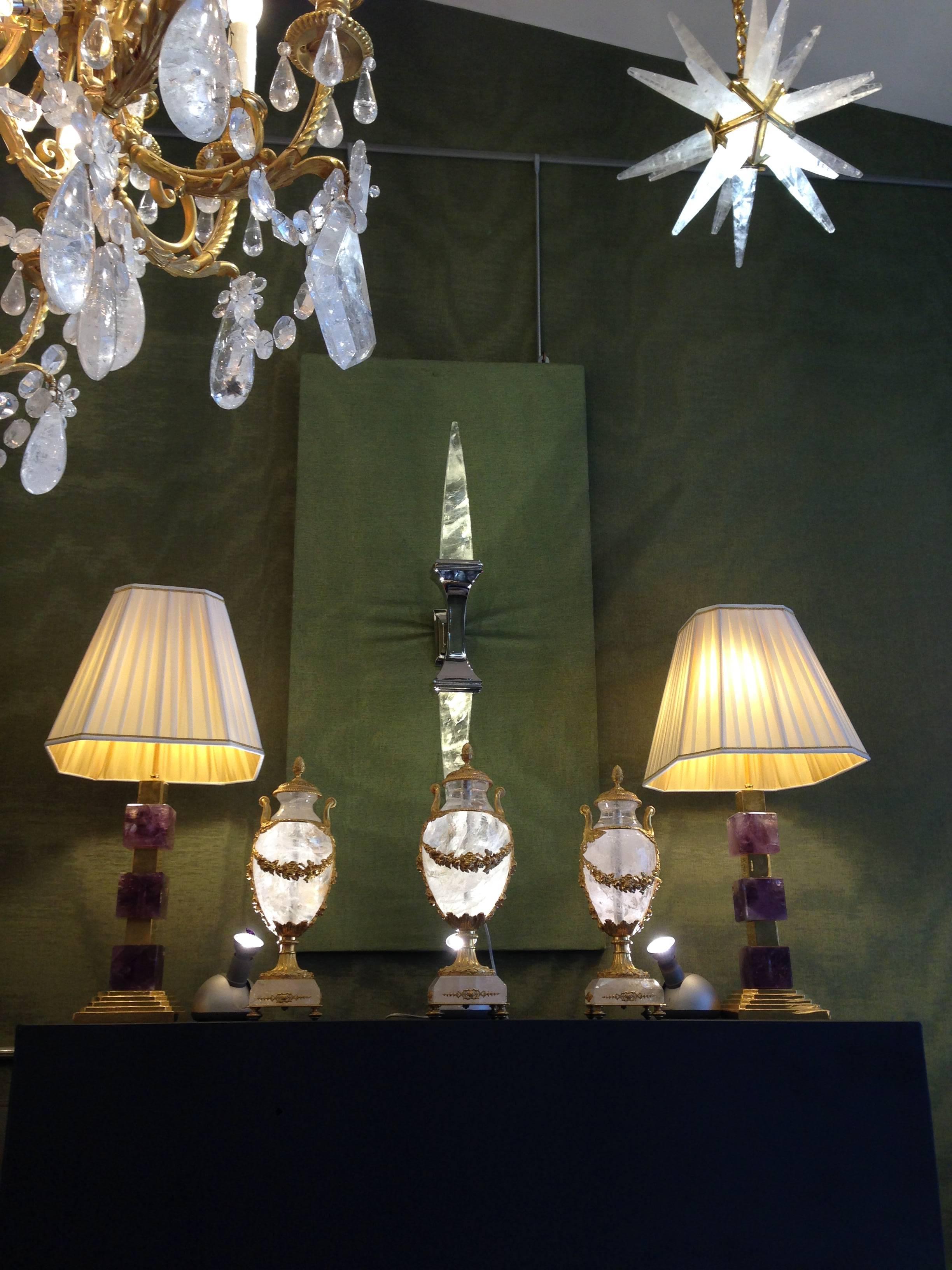 Rock Crystal Art Deco Style Lamps by Alexandre Vossion 4