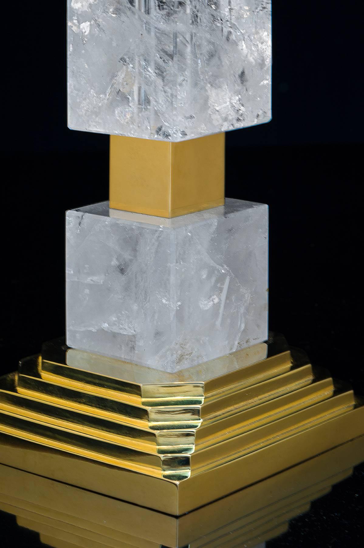Contemporary Rock Crystal Art Deco Style Lamps by Alexandre Vossion