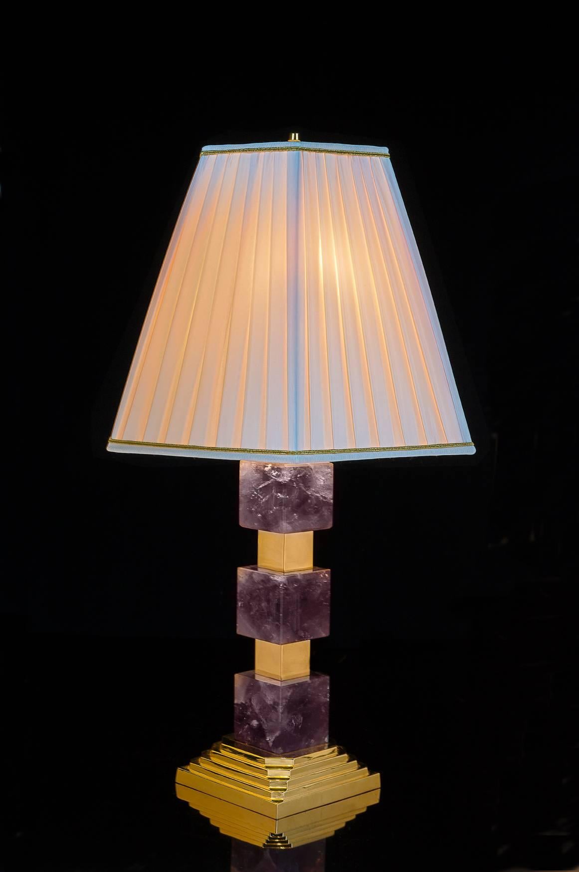 Rock Crystal Art Deco Style Lamps by Alexandre Vossion 1