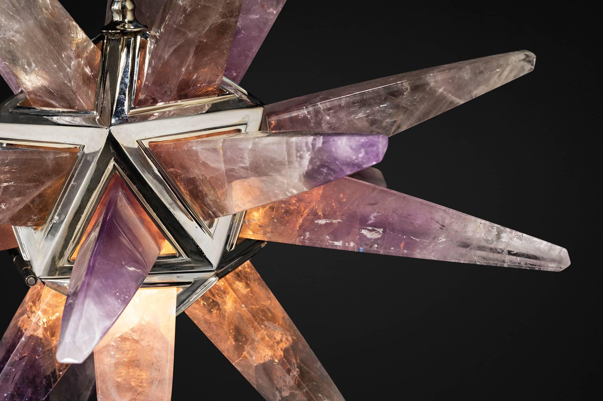 French Amethyst Star III Chandelier Silver Edition by Alexandre Vossion