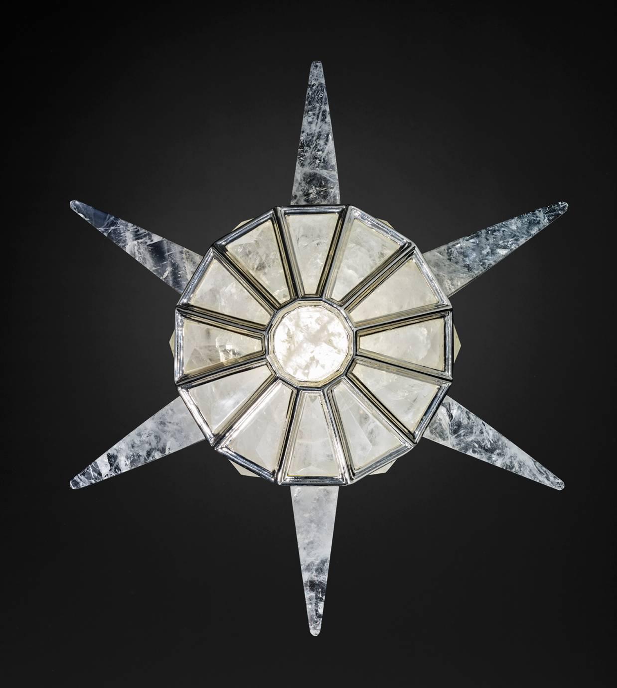 Bergkristall-Kronleuchter Sunshine III von Alexandre Vossion (Handgeschnitzt) im Angebot