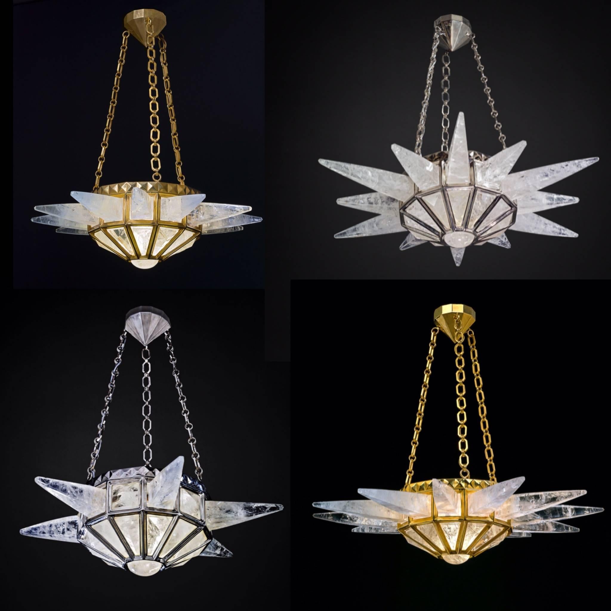 Hand-Carved Rock Crystal Sunshine III Chandelier by Alexandre Vossion For Sale