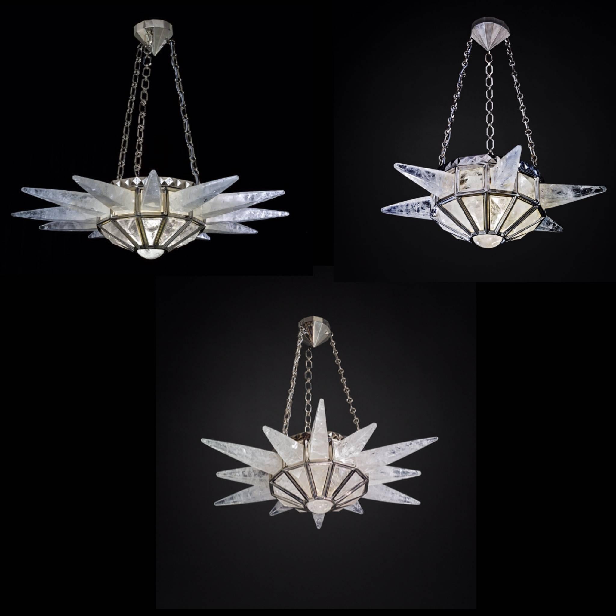 Rock Crystal Sunshine III Chandelier by Alexandre Vossion In Excellent Condition For Sale In SAINT-OUEN, FR