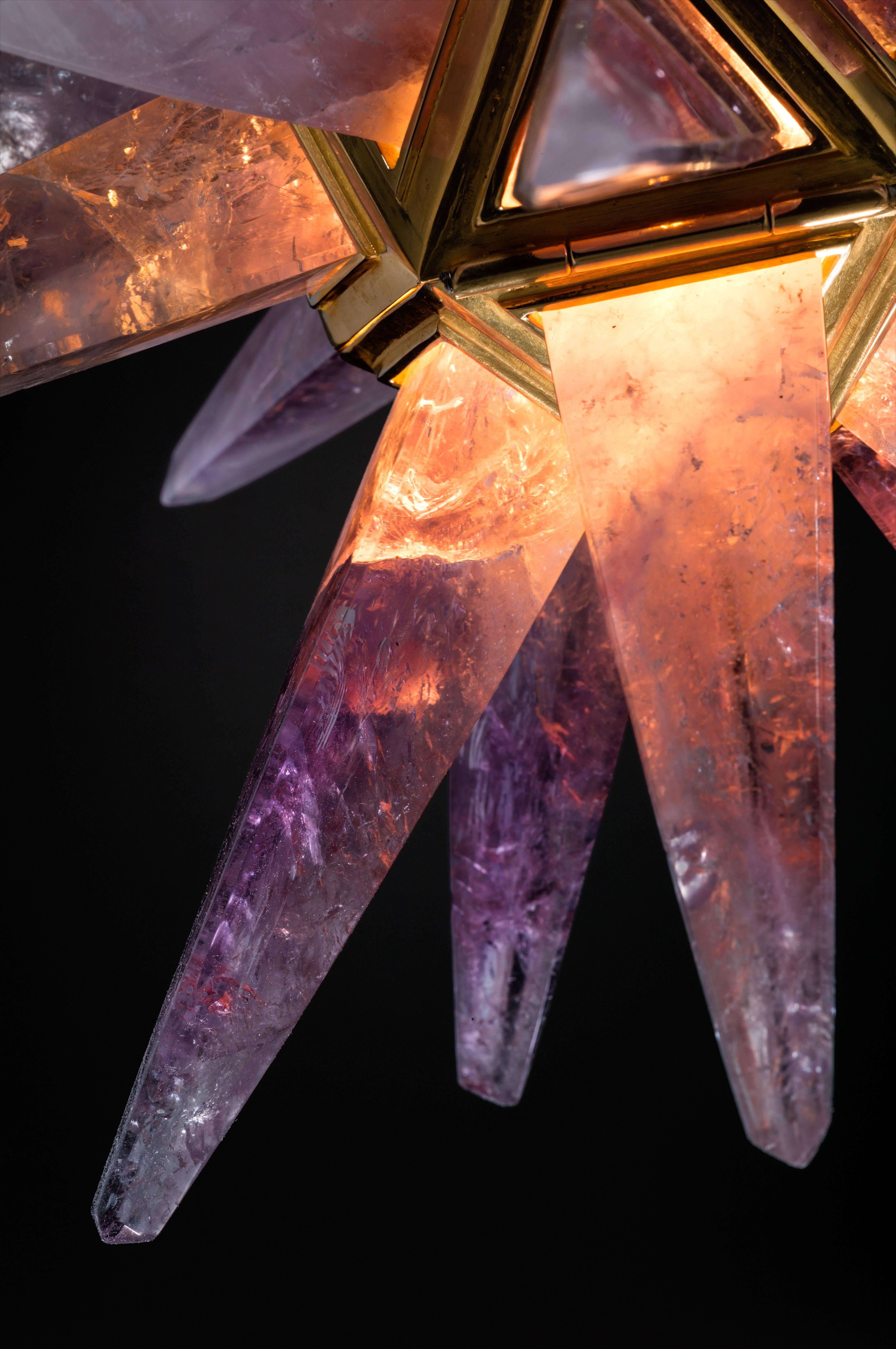 French Amethyst Star III Chandelier, Gold Edition by Alexandre Vossion
