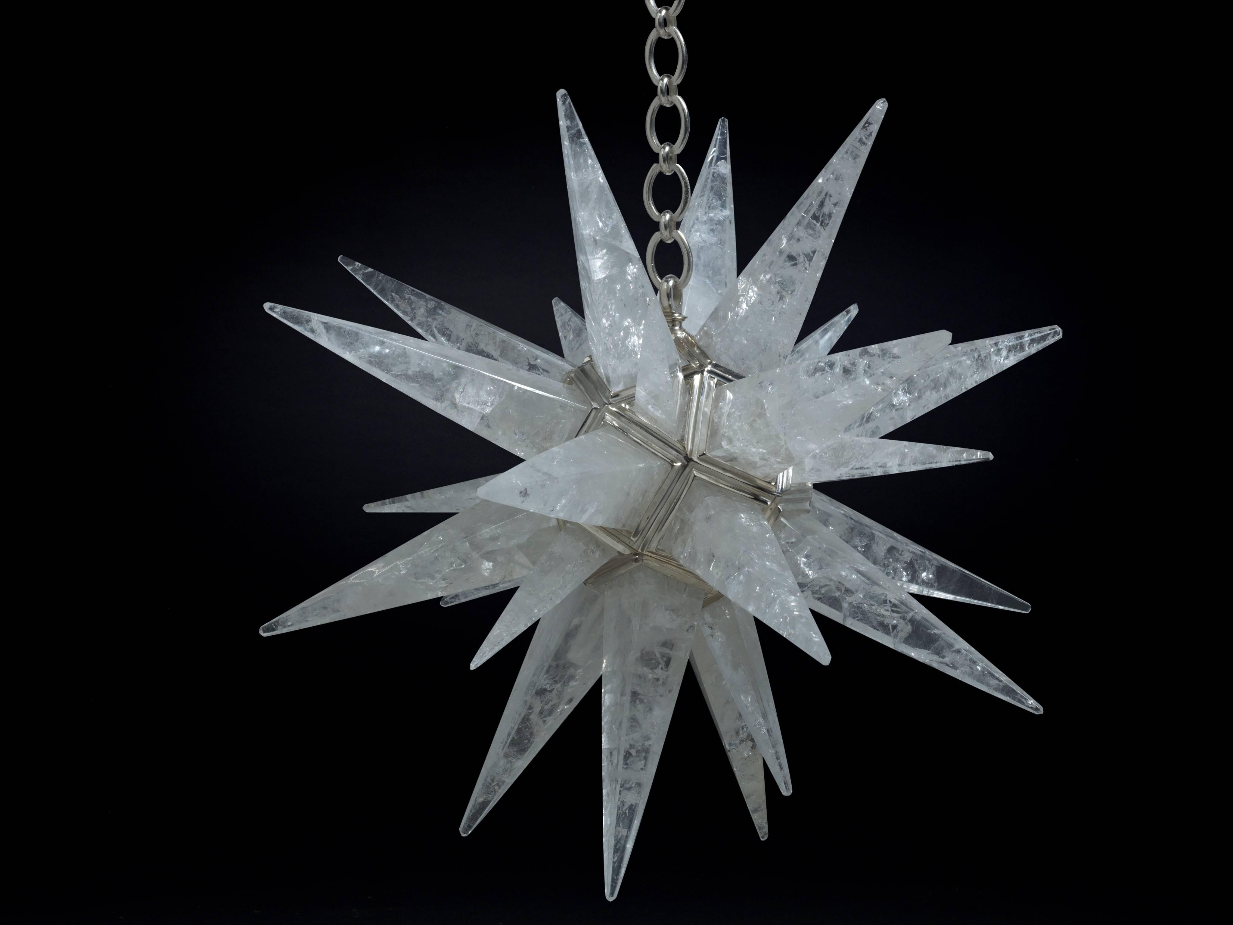 Art Deco Rock Crystal Star Chandelier by Alexandre Vossion For Sale